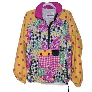 Obermeyer Vintage 80s 90s Neon Rare Hoodie Pullover Windbreaker Ski Jacket XL